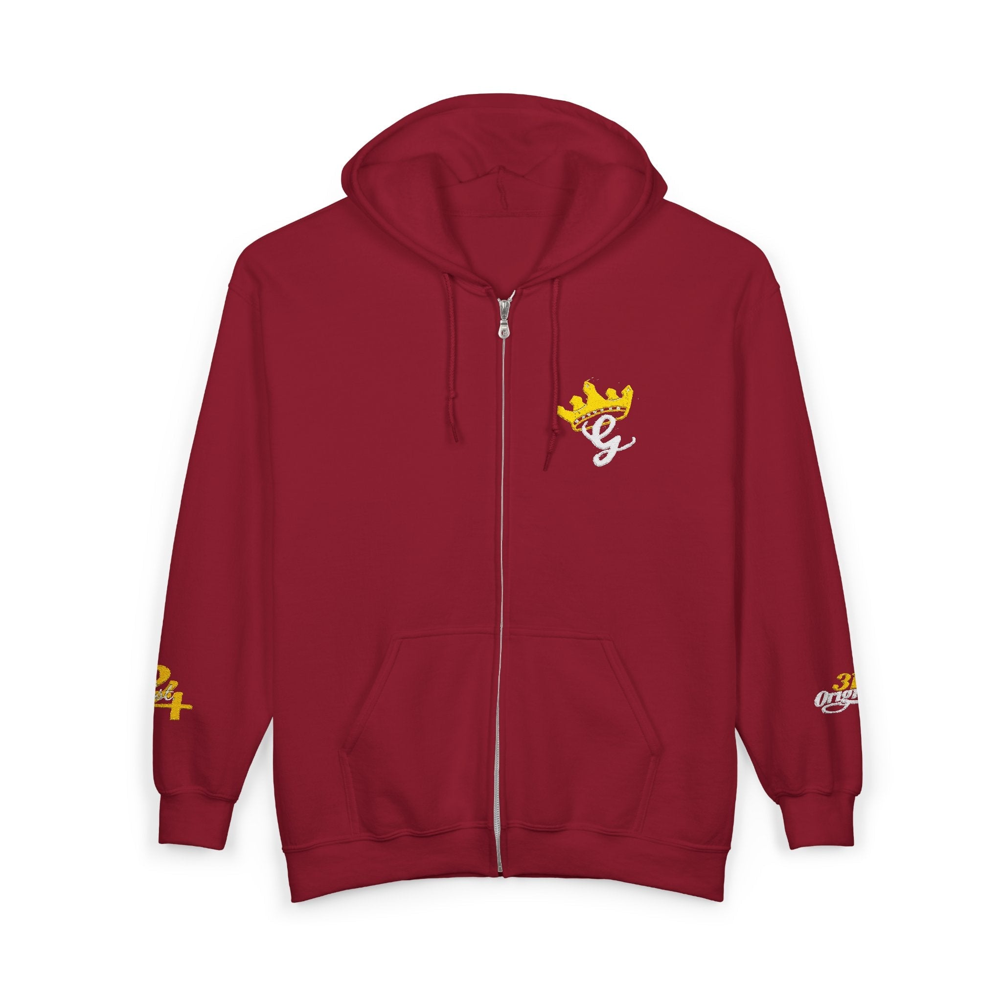 King's Gear Zip Hoodie — Full‑Zip with Gold Crown Emblem - 314 Originals