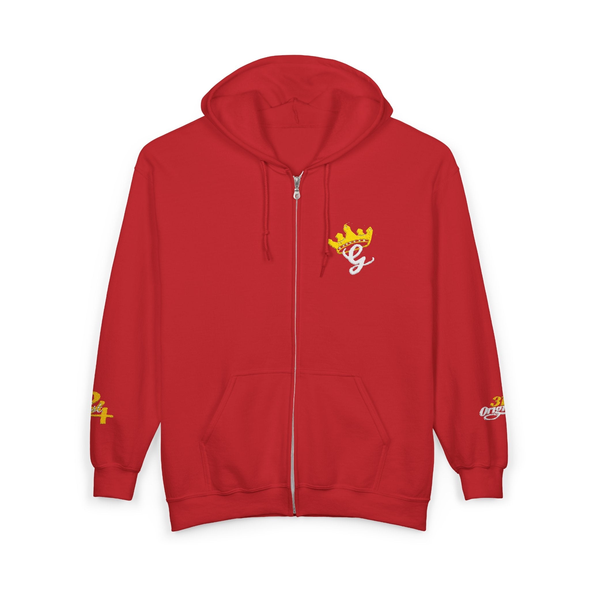 King's Gear Zip Hoodie — Full‑Zip with Gold Crown Emblem - 314 Originals