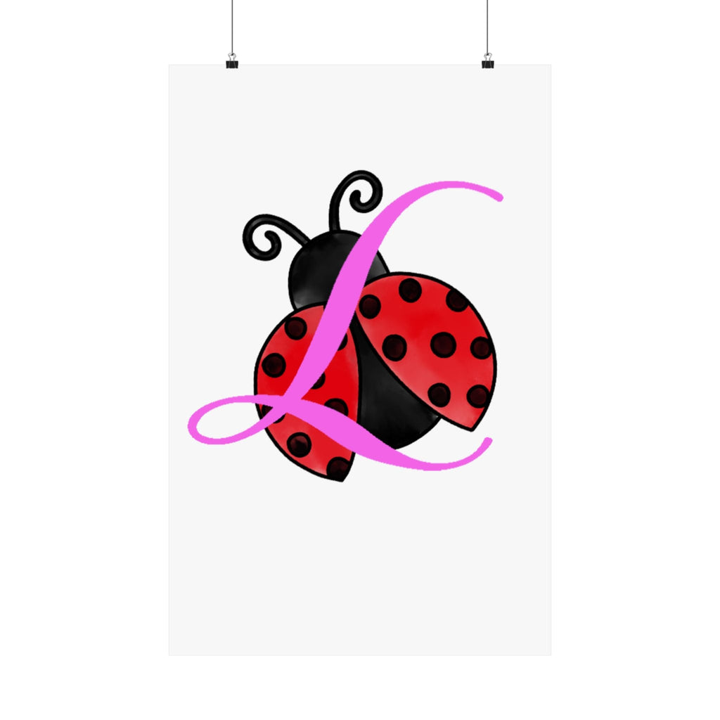 Ladybug Initial “L” Matte Poster — Cute Nursery Wall Art for Girls - 314 Originals