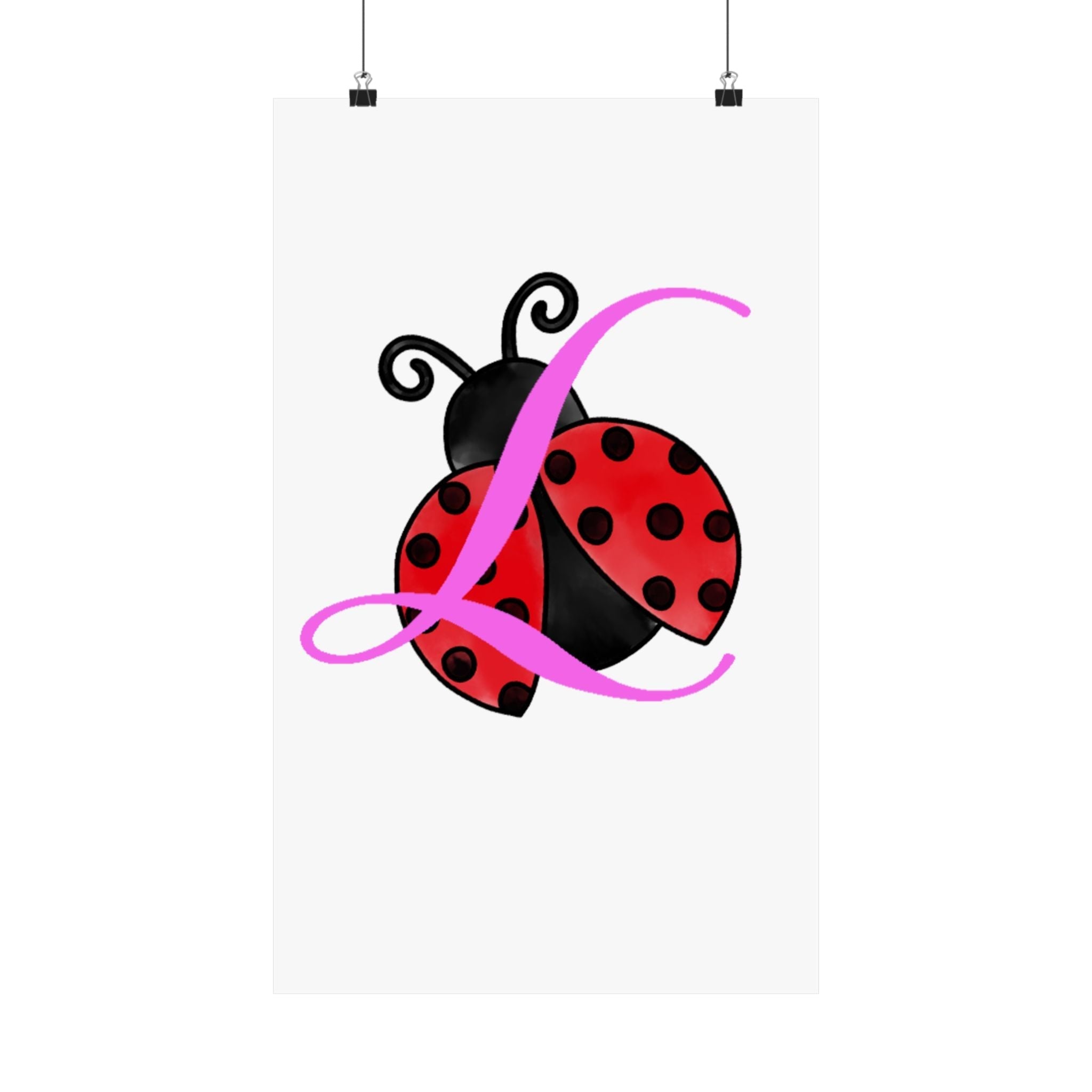 Ladybug Initial “L” Matte Poster — Cute Nursery Wall Art for Girls - 314 Originals