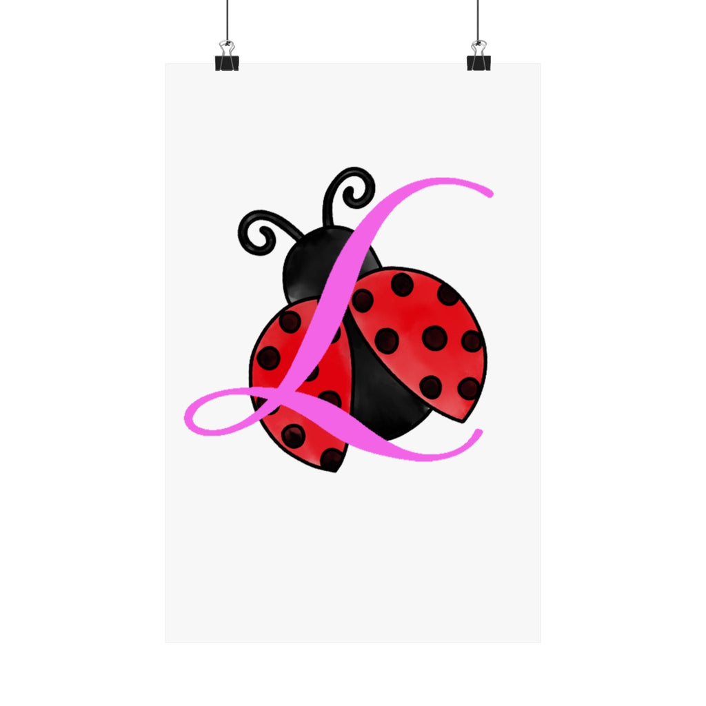 Ladybug Initial “L” Matte Poster — Cute Nursery Wall Art for Girls - 314 Originals