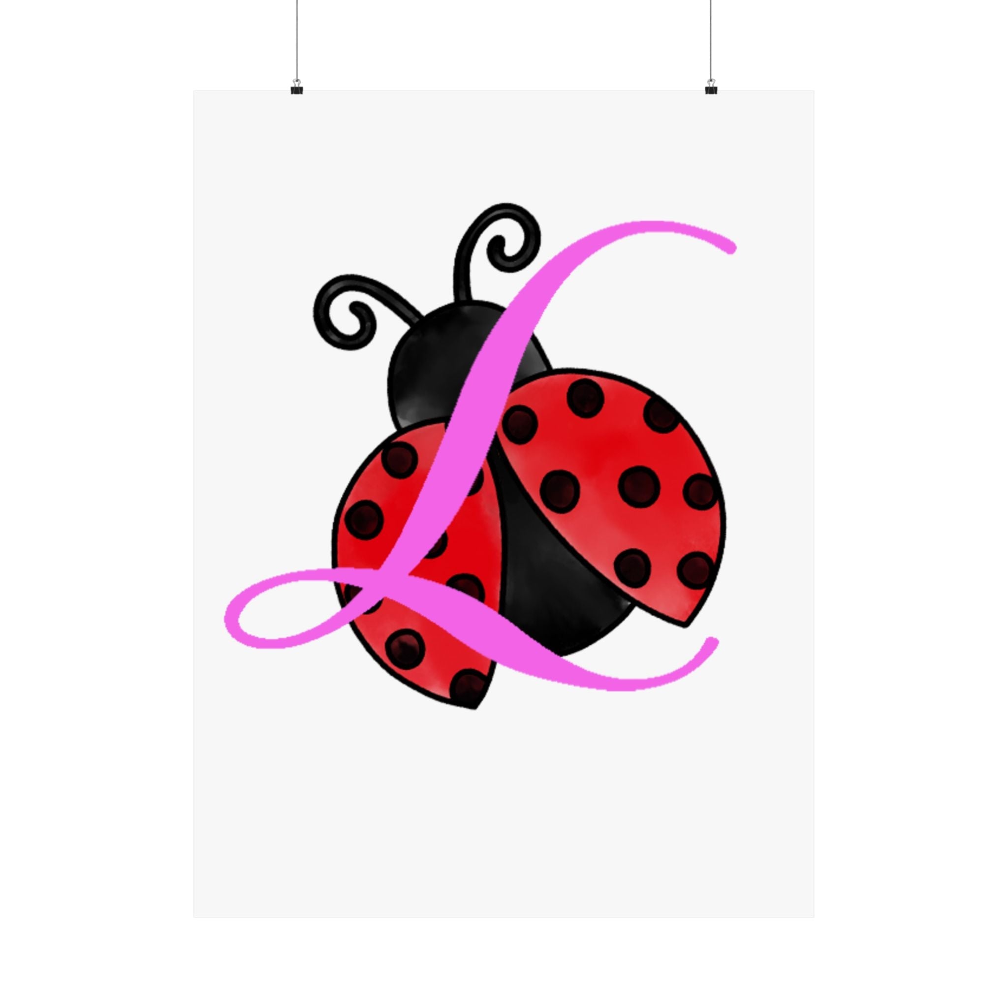 Ladybug Initial “L” Matte Poster — Cute Nursery Wall Art for Girls - 314 Originals