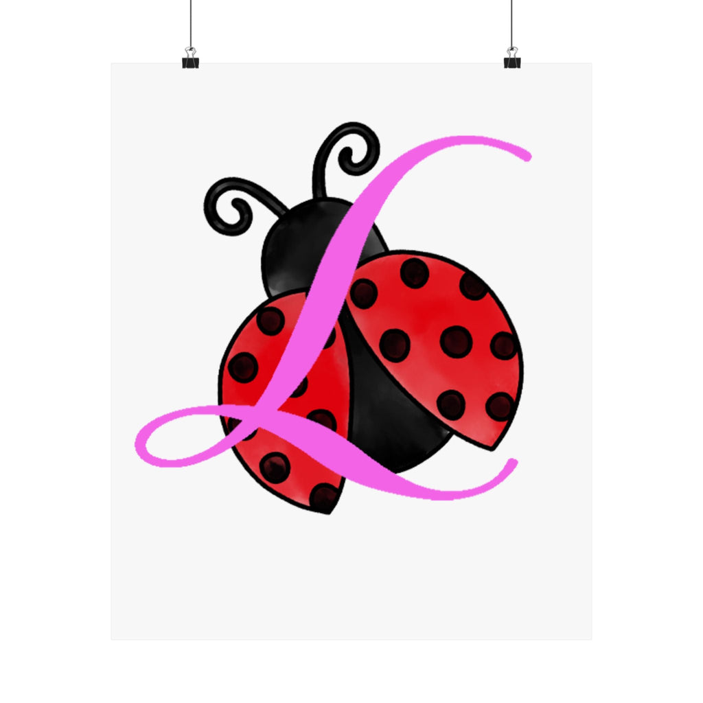 Ladybug Initial “L” Matte Poster — Cute Nursery Wall Art for Girls - 314 Originals