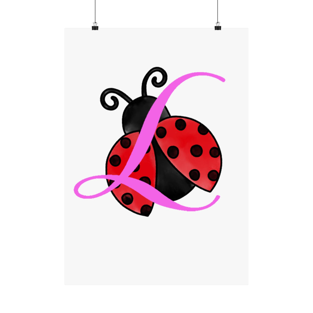 Ladybug Initial “L” Matte Poster — Cute Nursery Wall Art for Girls - 314 Originals