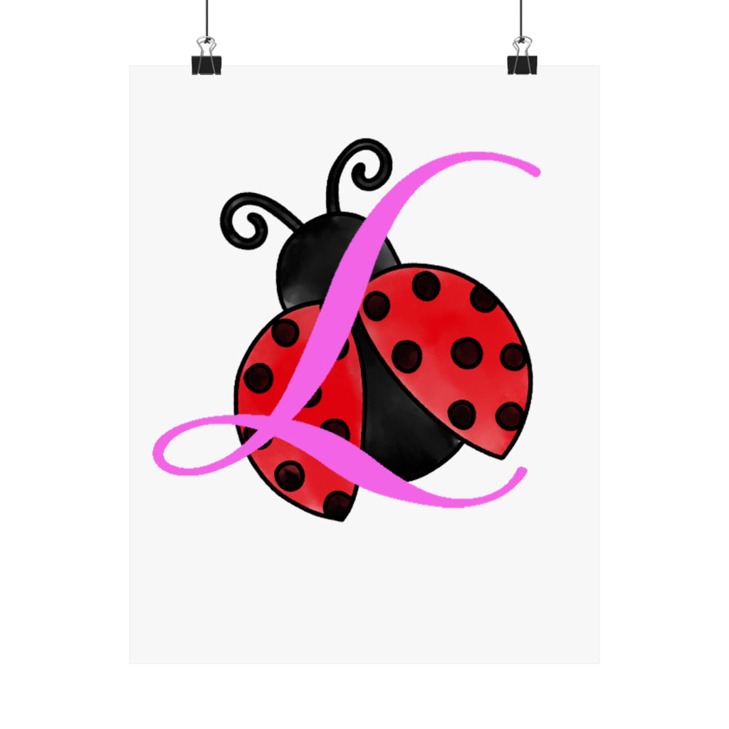 Ladybug Initial “L” Matte Poster — Cute Nursery Wall Art for Girls - 314 Originals