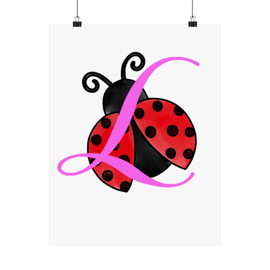Ladybug Initial “L” Matte Poster — Cute Nursery Wall Art for Girls - 314 Originals