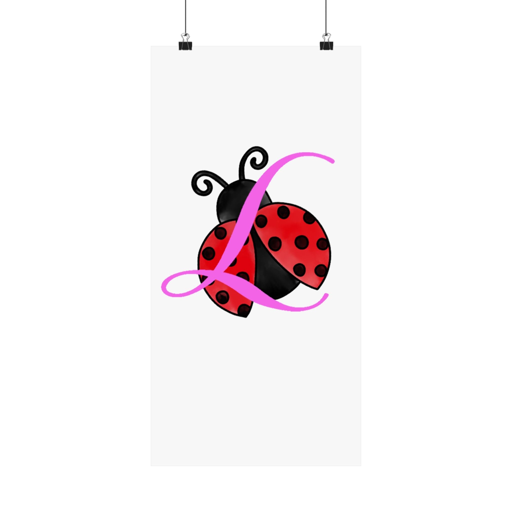 Ladybug Initial “L” Matte Poster — Cute Nursery Wall Art for Girls - 314 Originals