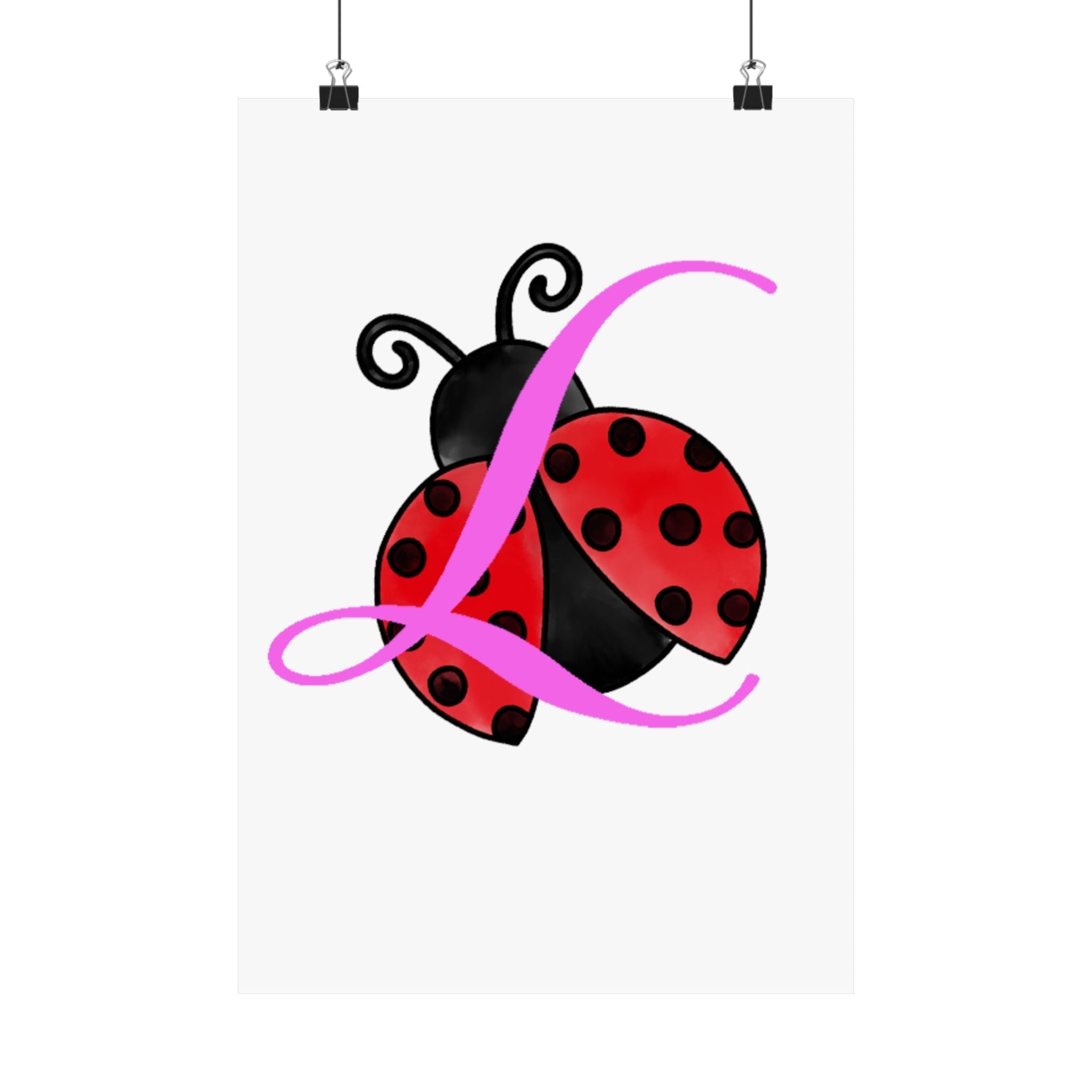 Ladybug Initial “L” Matte Poster — Cute Nursery Wall Art for Girls - 314 Originals