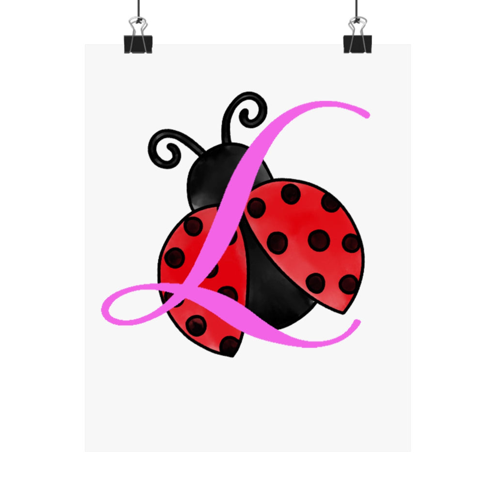 Ladybug Initial “L” Matte Poster — Cute Nursery Wall Art for Girls - 314 Originals