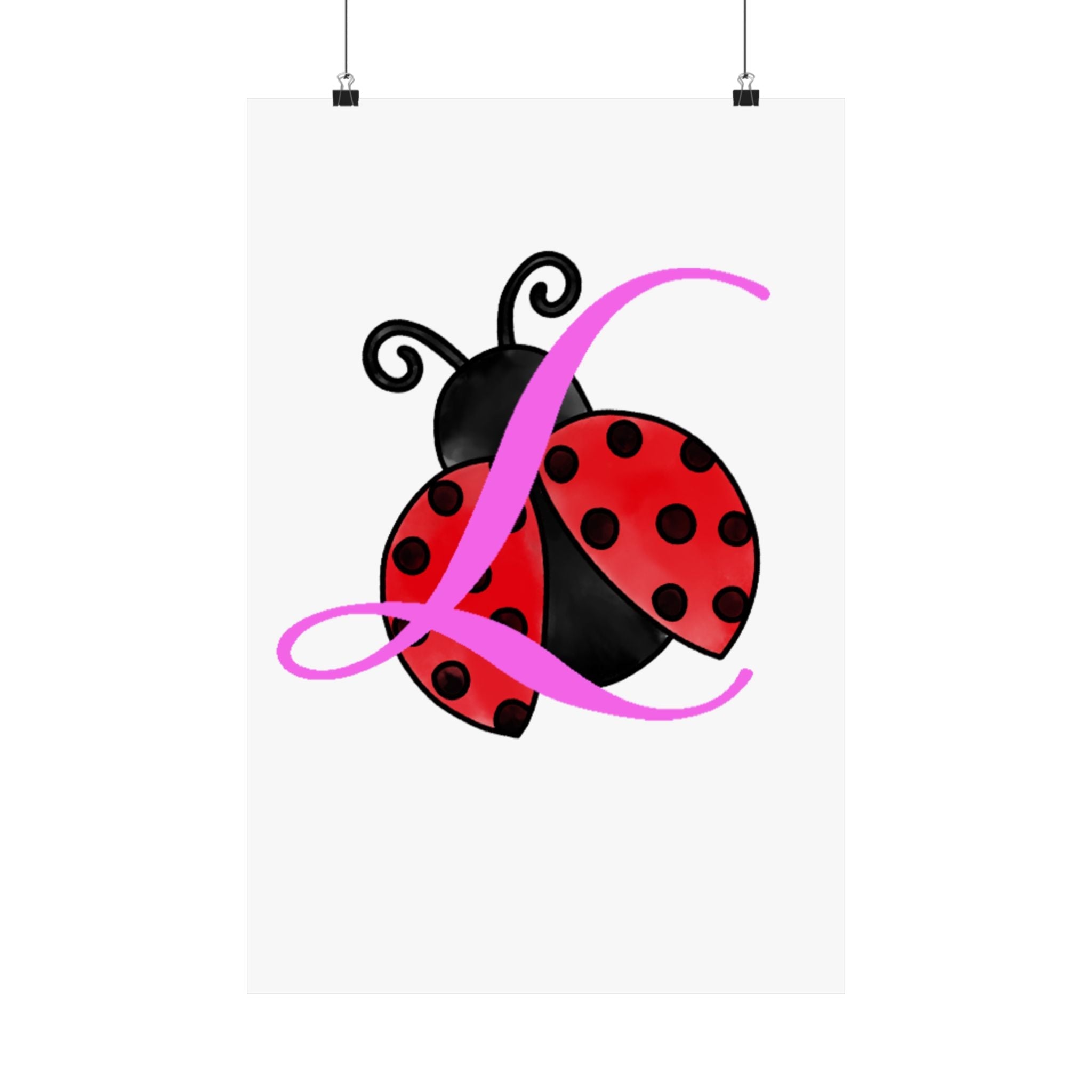 Ladybug Initial “L” Matte Poster — Cute Nursery Wall Art for Girls - 314 Originals