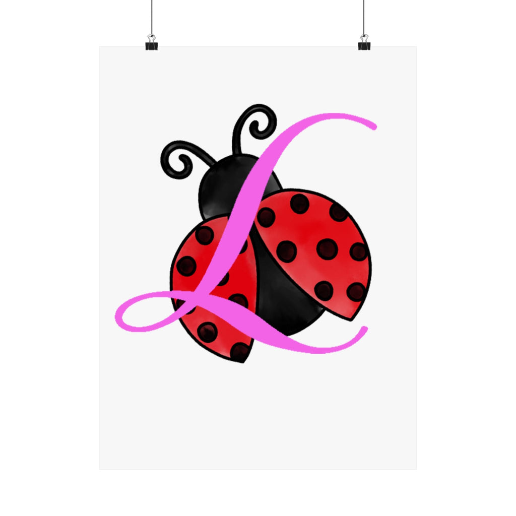 Ladybug Initial “L” Matte Poster — Cute Nursery Wall Art for Girls - 314 Originals