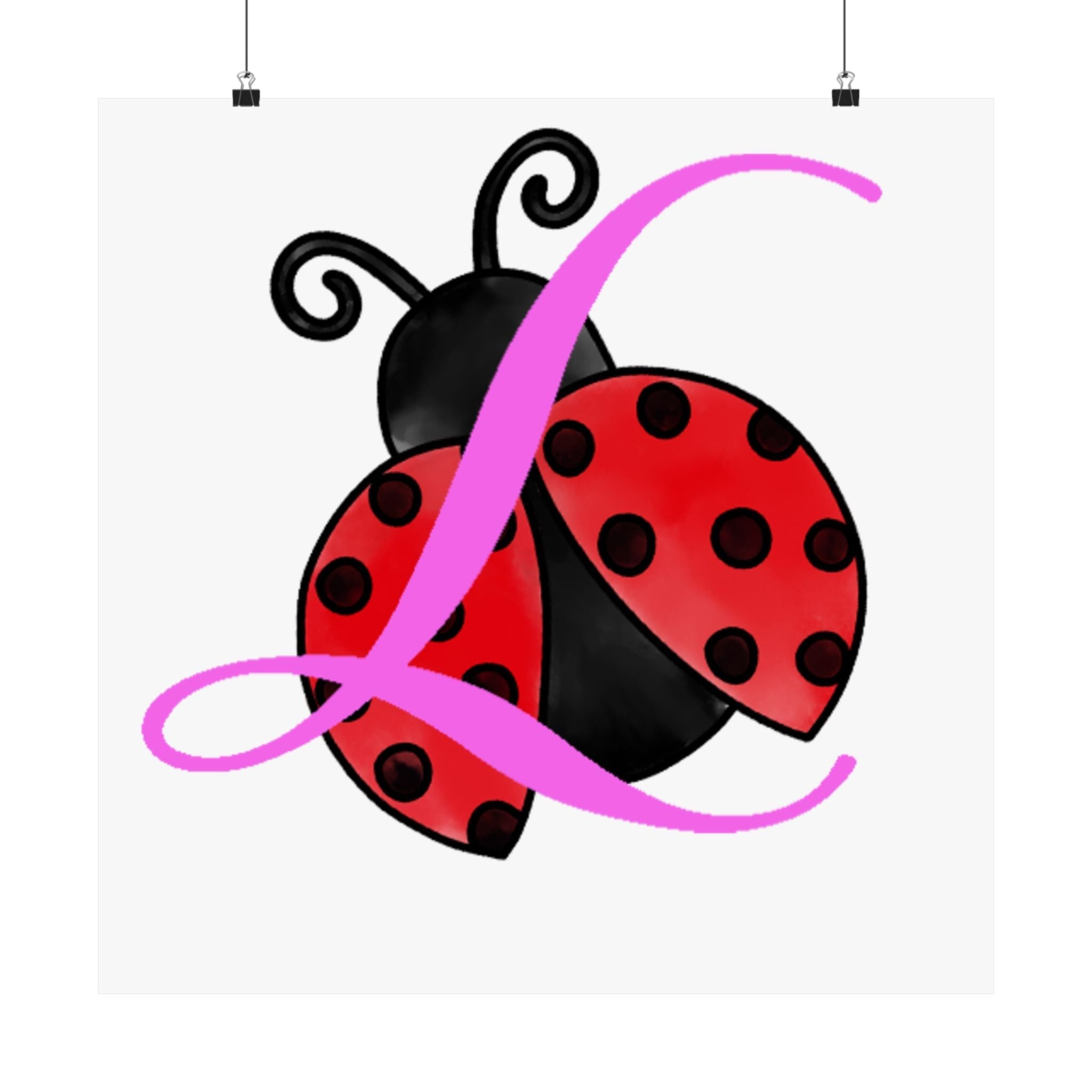 Ladybug Initial “L” Matte Poster — Cute Nursery Wall Art for Girls - 314 Originals