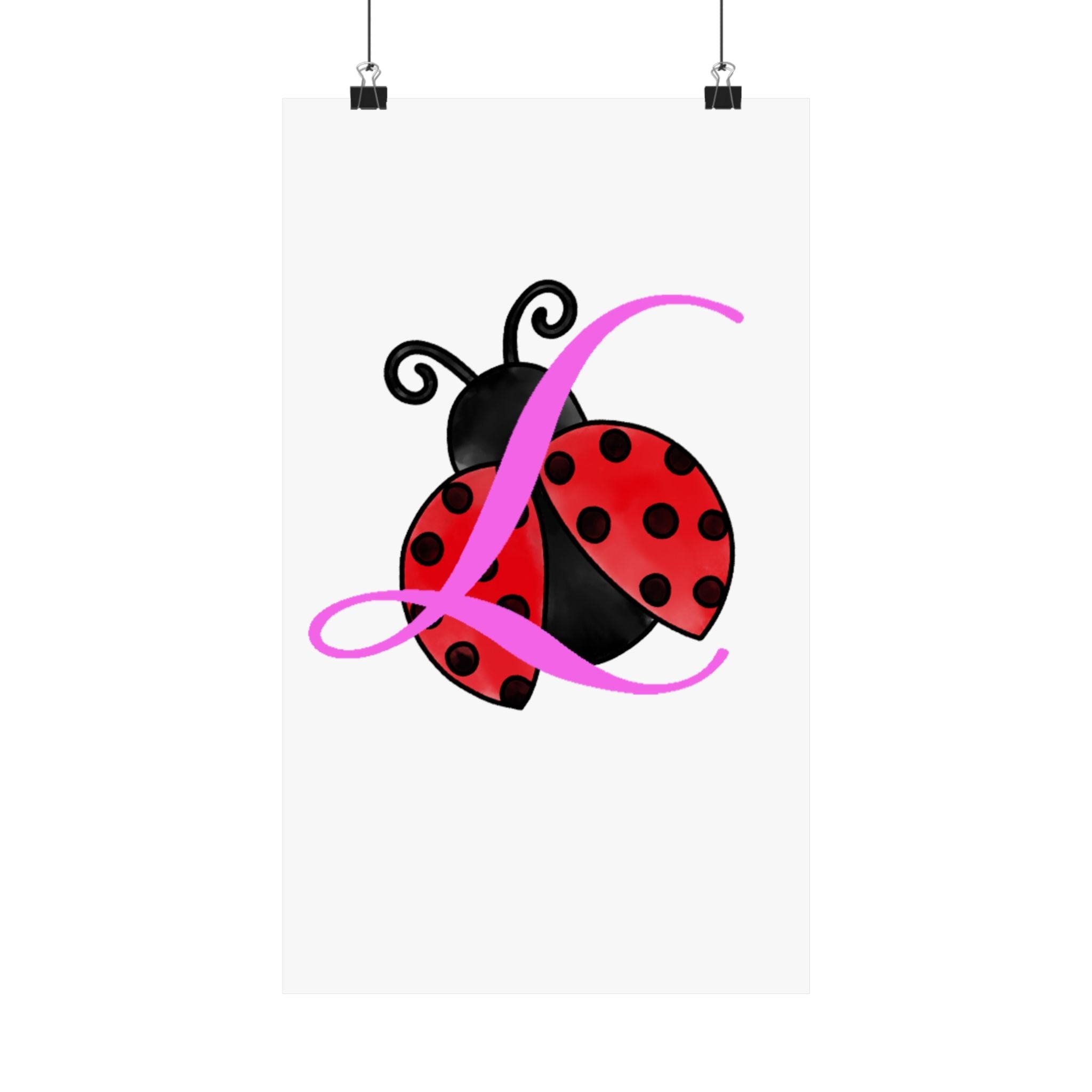 Ladybug Initial “L” Matte Poster — Cute Nursery Wall Art for Girls - 314 Originals