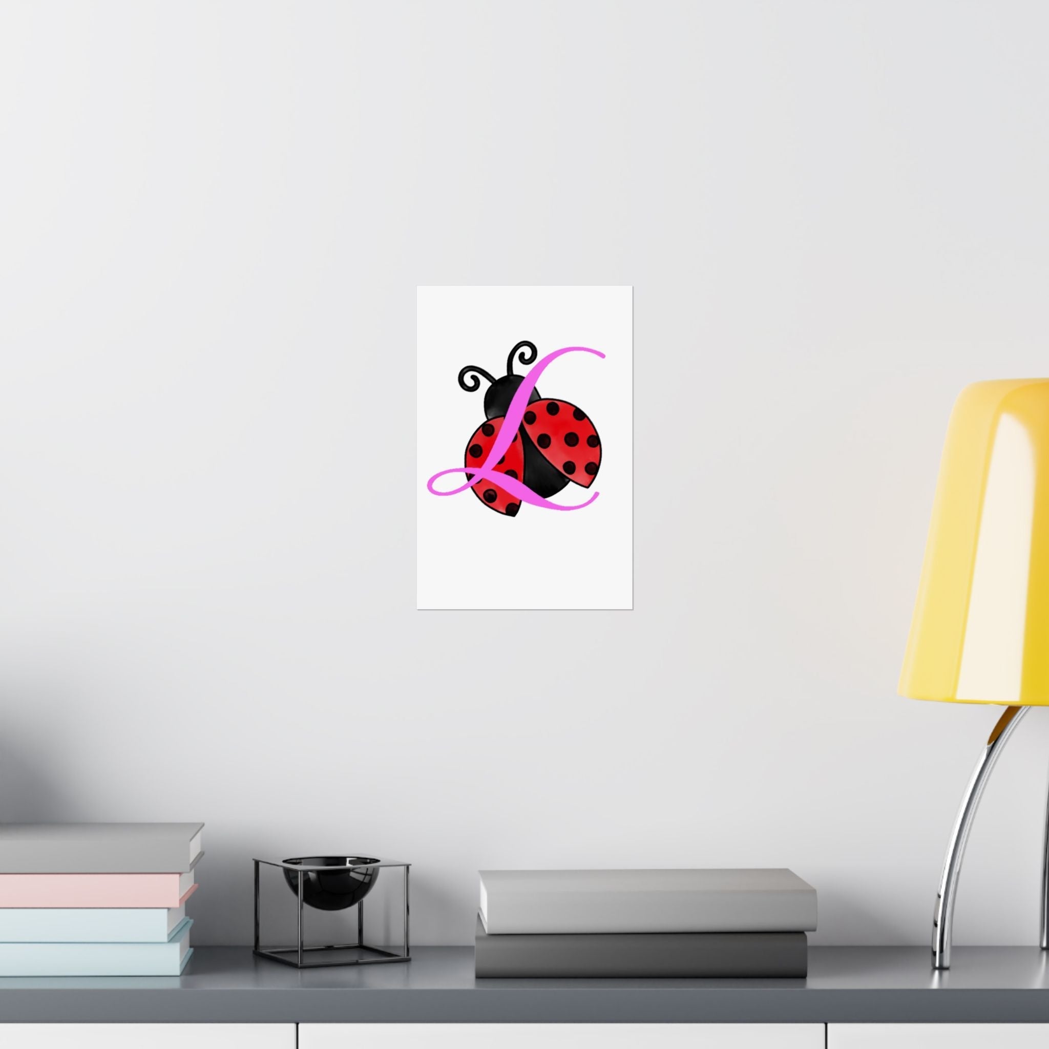 Ladybug Initial “L” Matte Poster — Cute Nursery Wall Art for Girls - 314 Originals