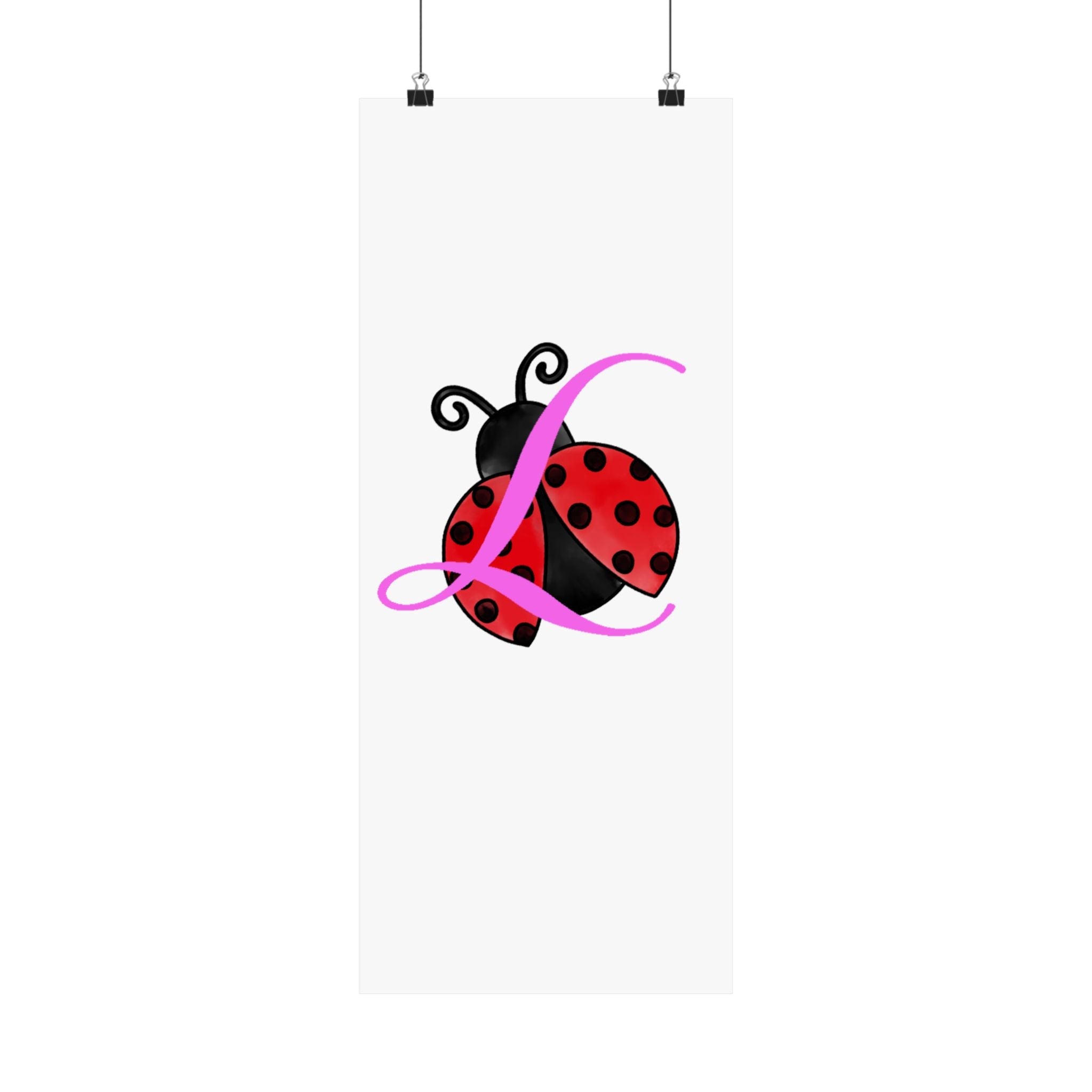Ladybug Initial “L” Matte Poster — Cute Nursery Wall Art for Girls - 314 Originals