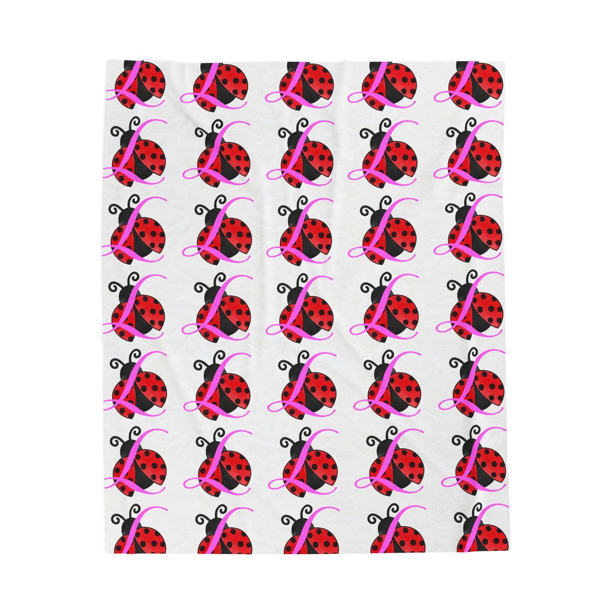 Ladybug Pattern Velveteen Plush Blanket — Cute Red Ladybug Throw for Kids & Nursery - 314 Originals