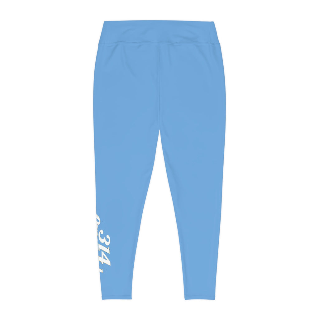 light Blue Plus Size Leggings — Subtle Side Script Graphic, Comfortable Everyday Activewear - 314 Originals