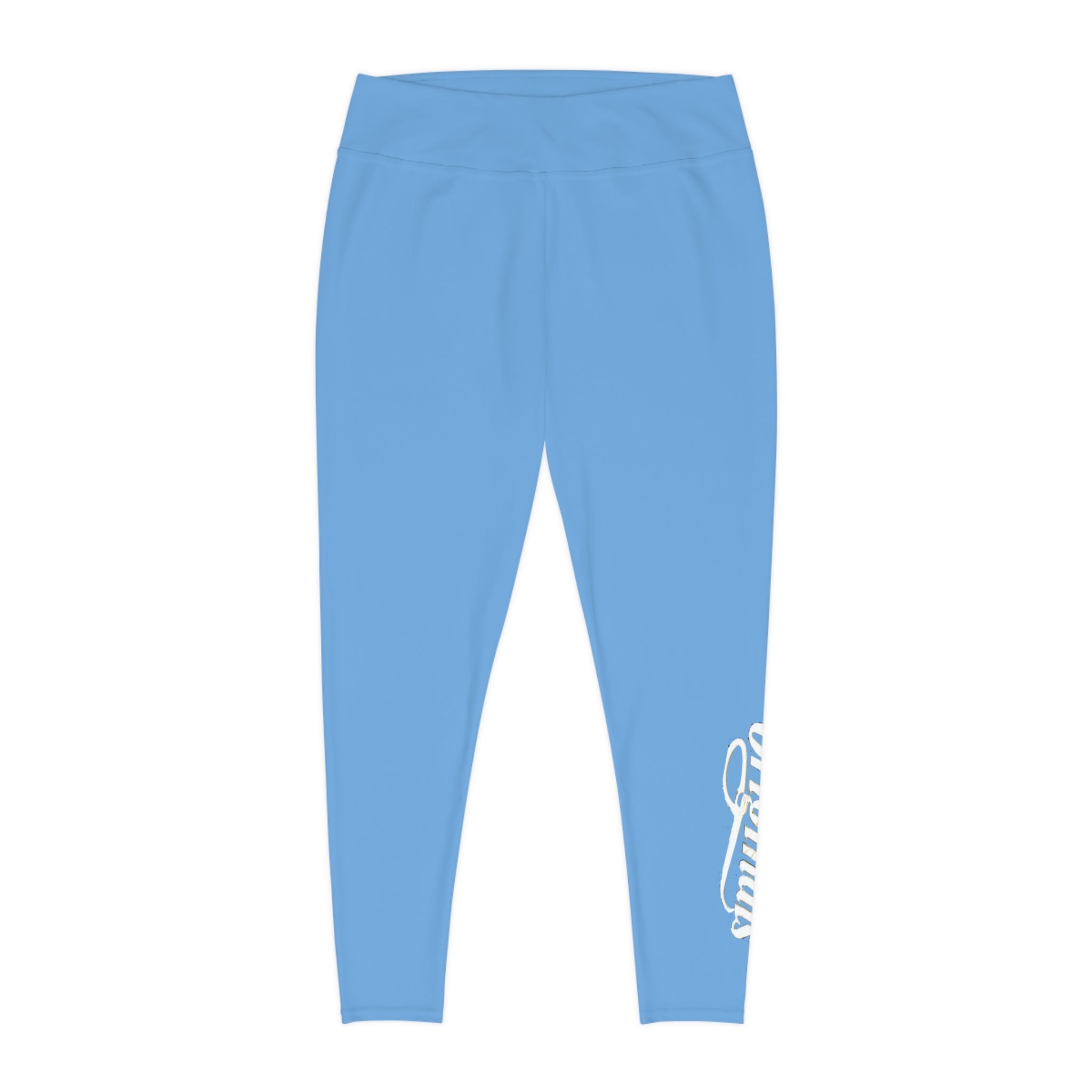 light Blue Plus Size Leggings — Subtle Side Script Graphic, Comfortable Everyday Activewear - 314 Originals