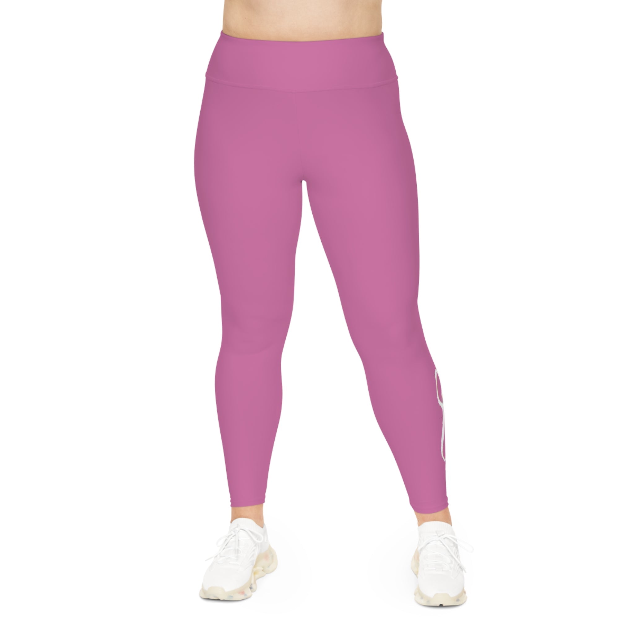 Light Pink Plus Size Leggings — Subtle Side Script Graphic, Comfortable Everyday Activewear - 314 Originals