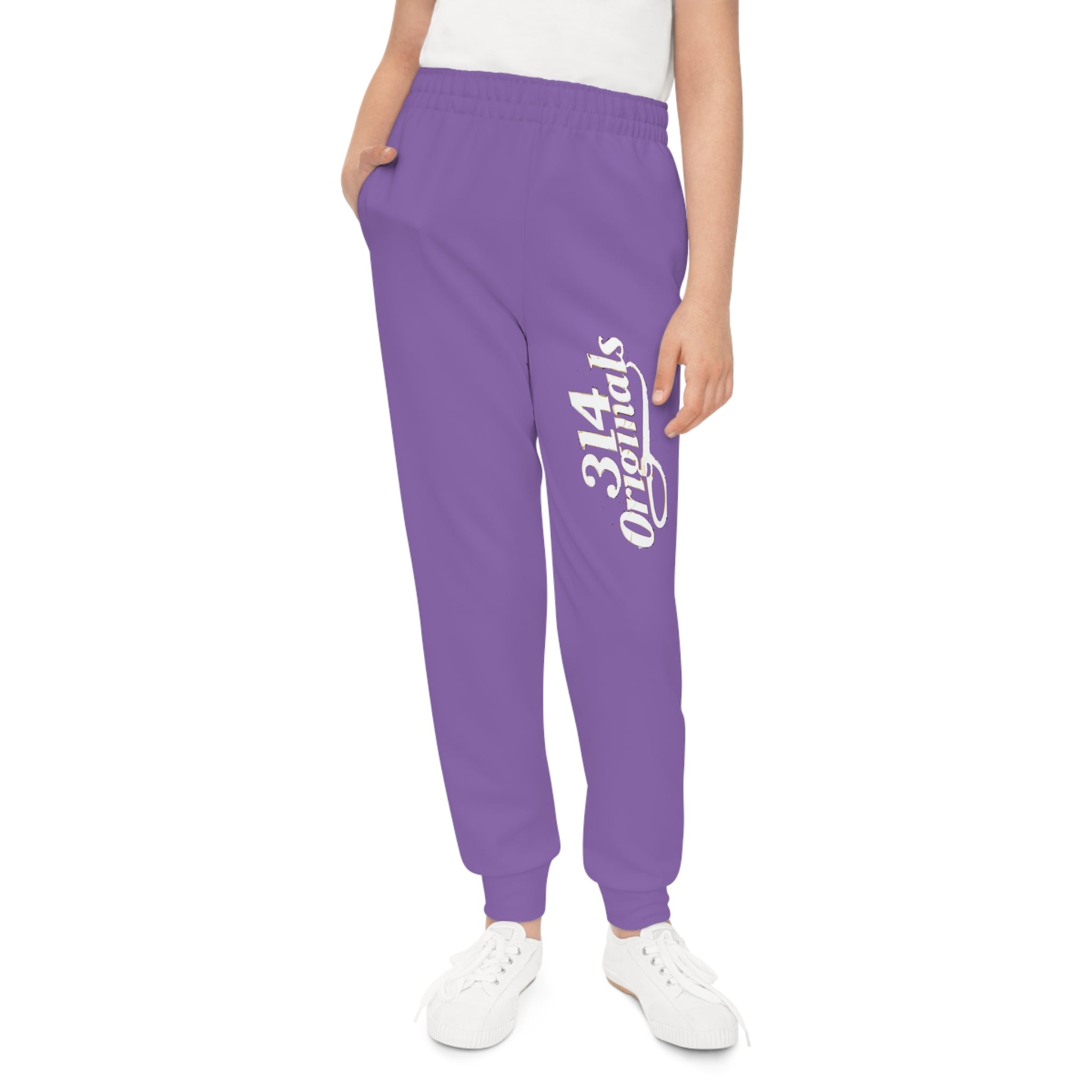 Light Purple Youth Joggers with 314 Originals Side Graphic — Kids Athletic Sweatpants - 314 Originals
