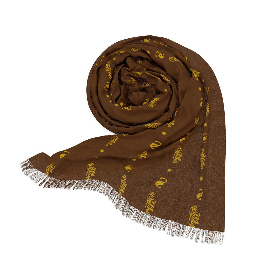 Light Scarf — Neutral Brown Striped Fringe Scarf - 314 Originals