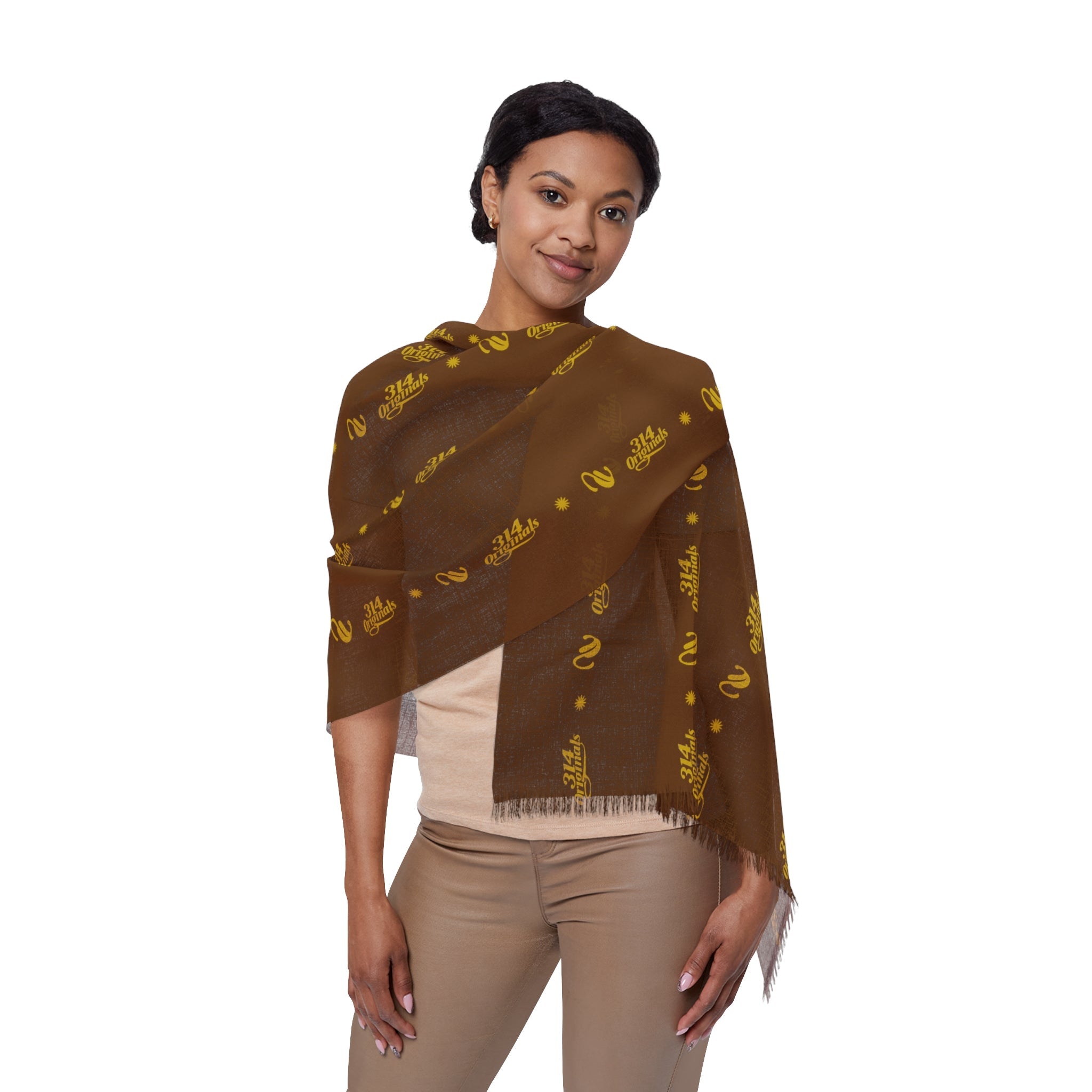 Light Scarf — Neutral Brown Striped Fringe Scarf - 314 Originals
