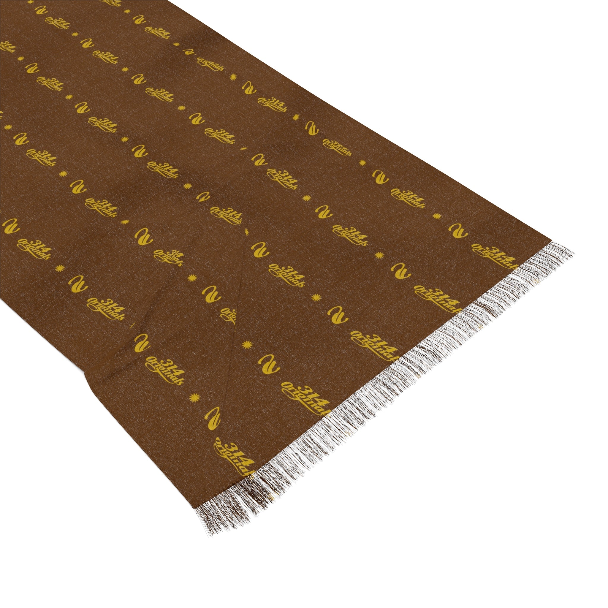 Light Scarf — Neutral Brown Striped Fringe Scarf - 314 Originals
