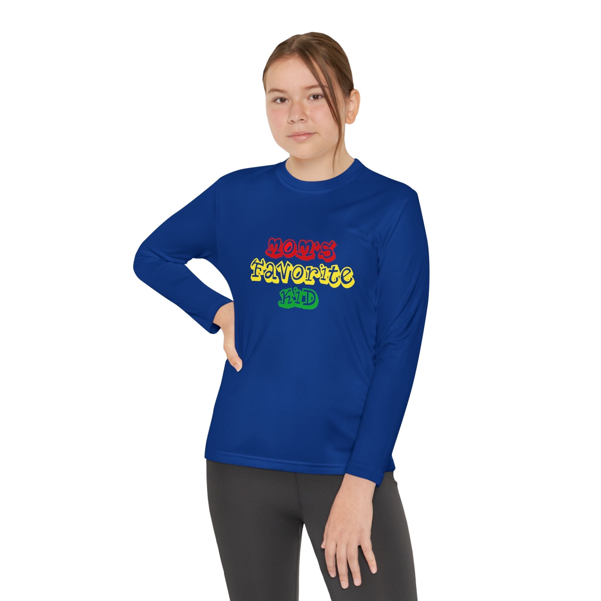 "Mom's Favorite Kid" Youth Long Sleeve Tee — Colorful Retro Graphic - 314 Originals