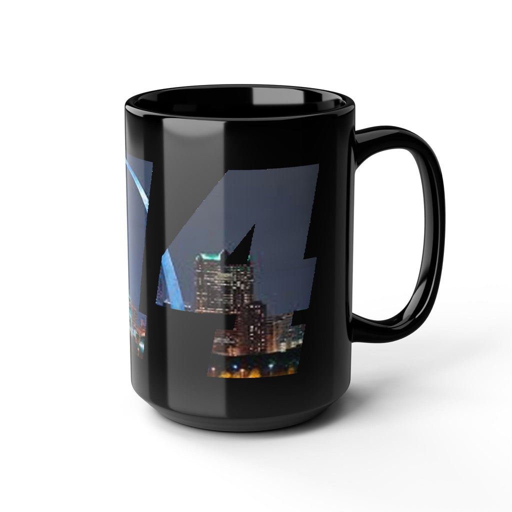 My City Skyline Black Mug – Nighttime Gateway Arch Coffee Cup (11oz & 15oz) - 314 Originals