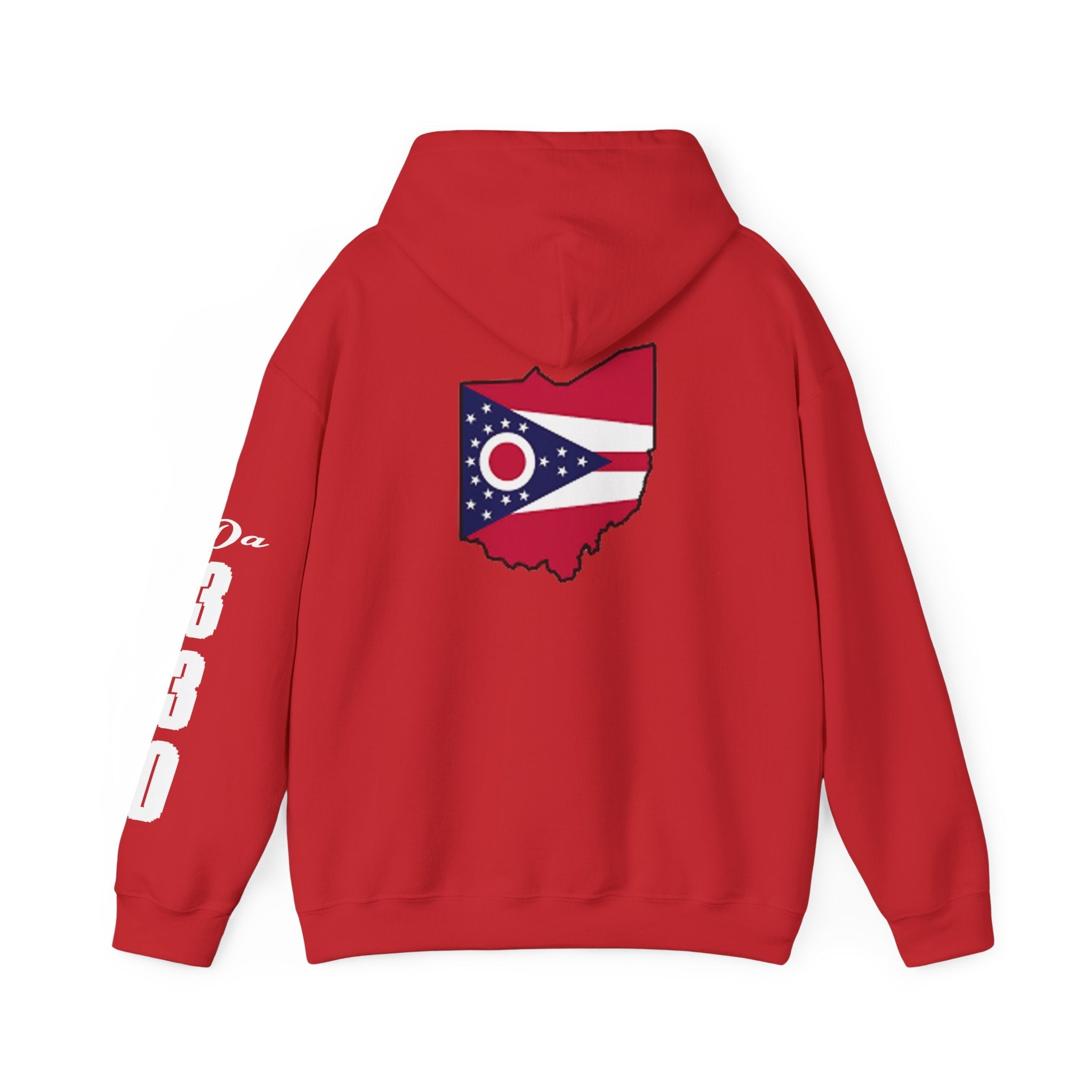 Ohio Flag Hoodie — State Outline with American Stars & Stripes Design - 314 Originals