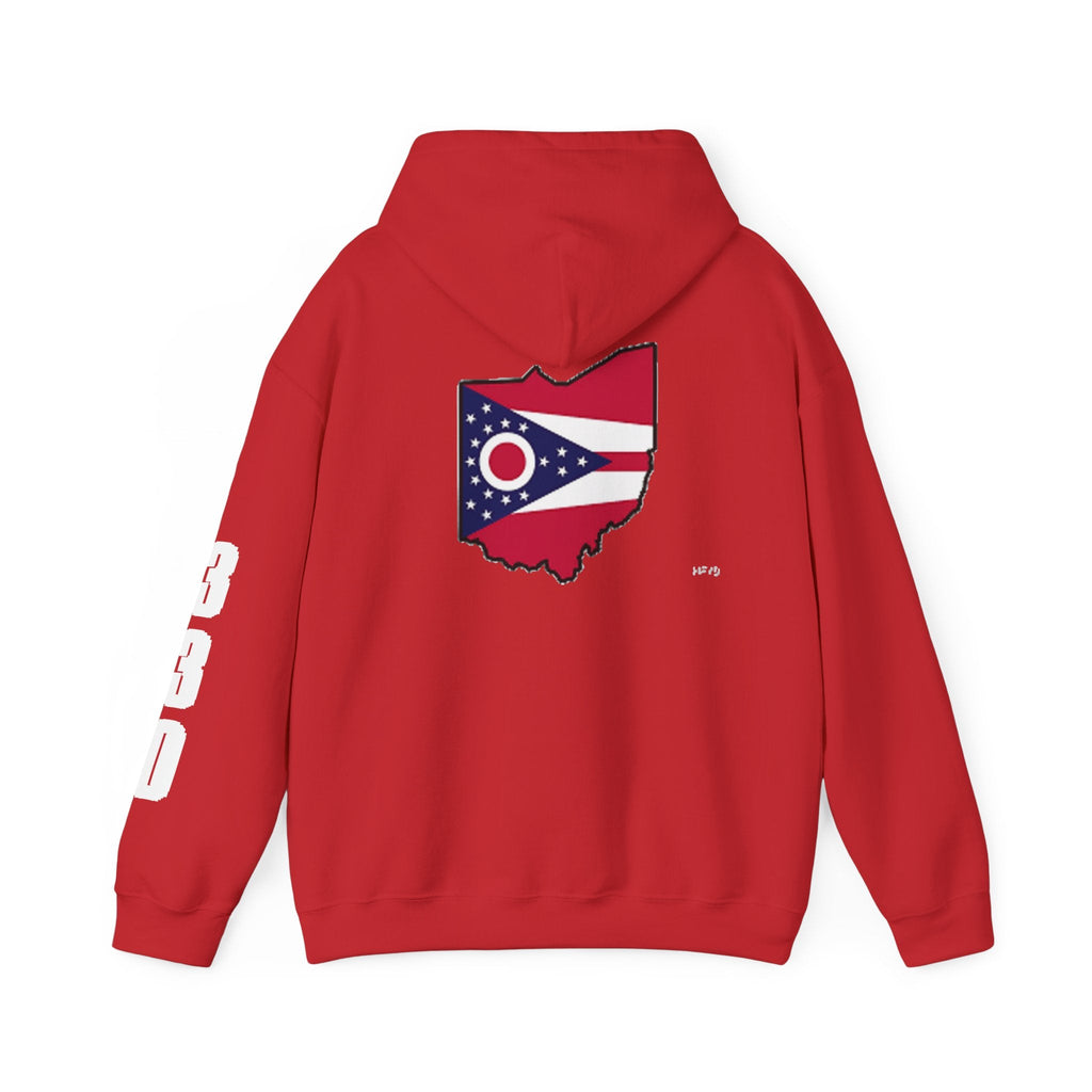 Ohio Flag Hoodie — State Outline with American Stars & Stripes Design - 314 Originals