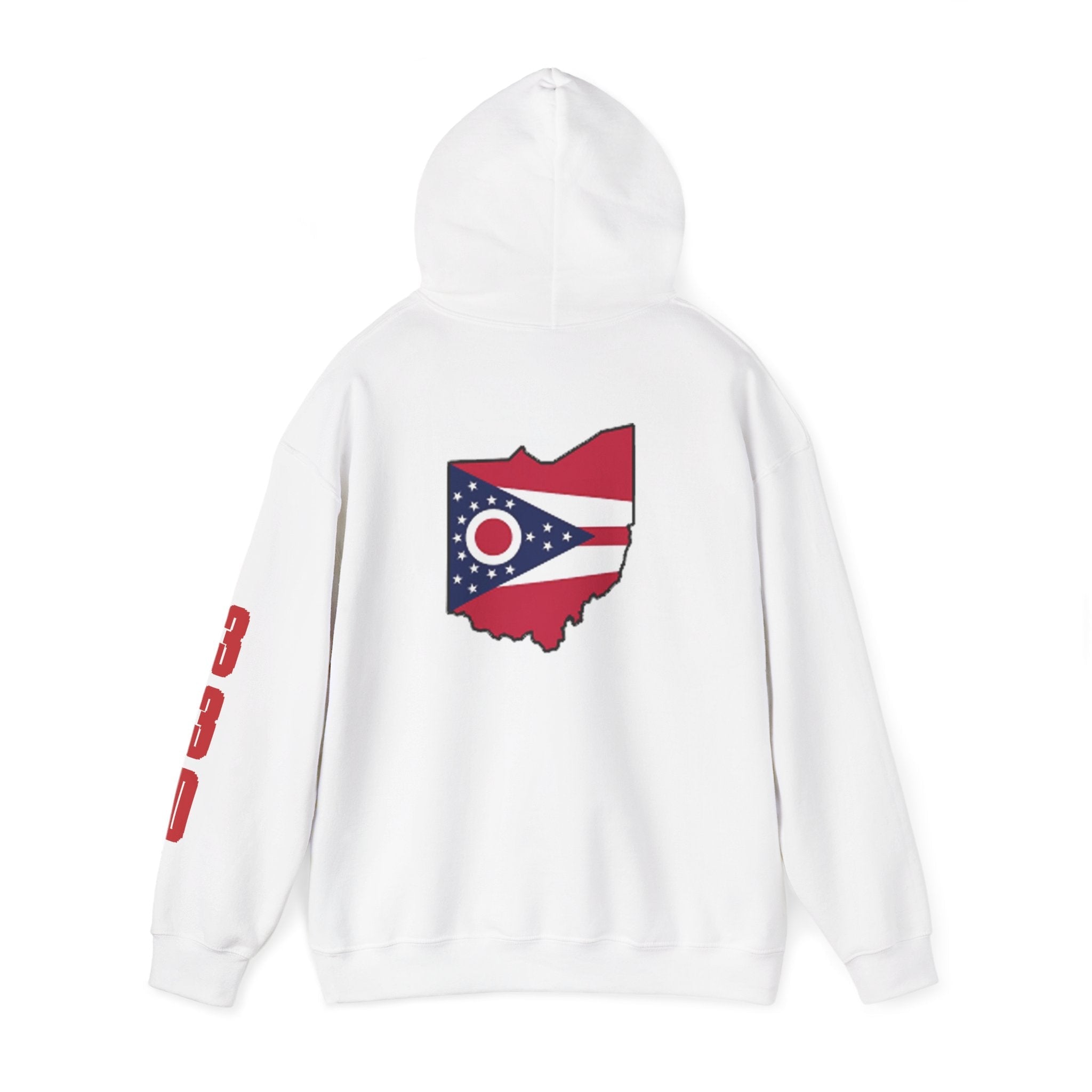 Ohio Flag Hoodie — State Outline with American Stars & Stripes Design - 314 Originals