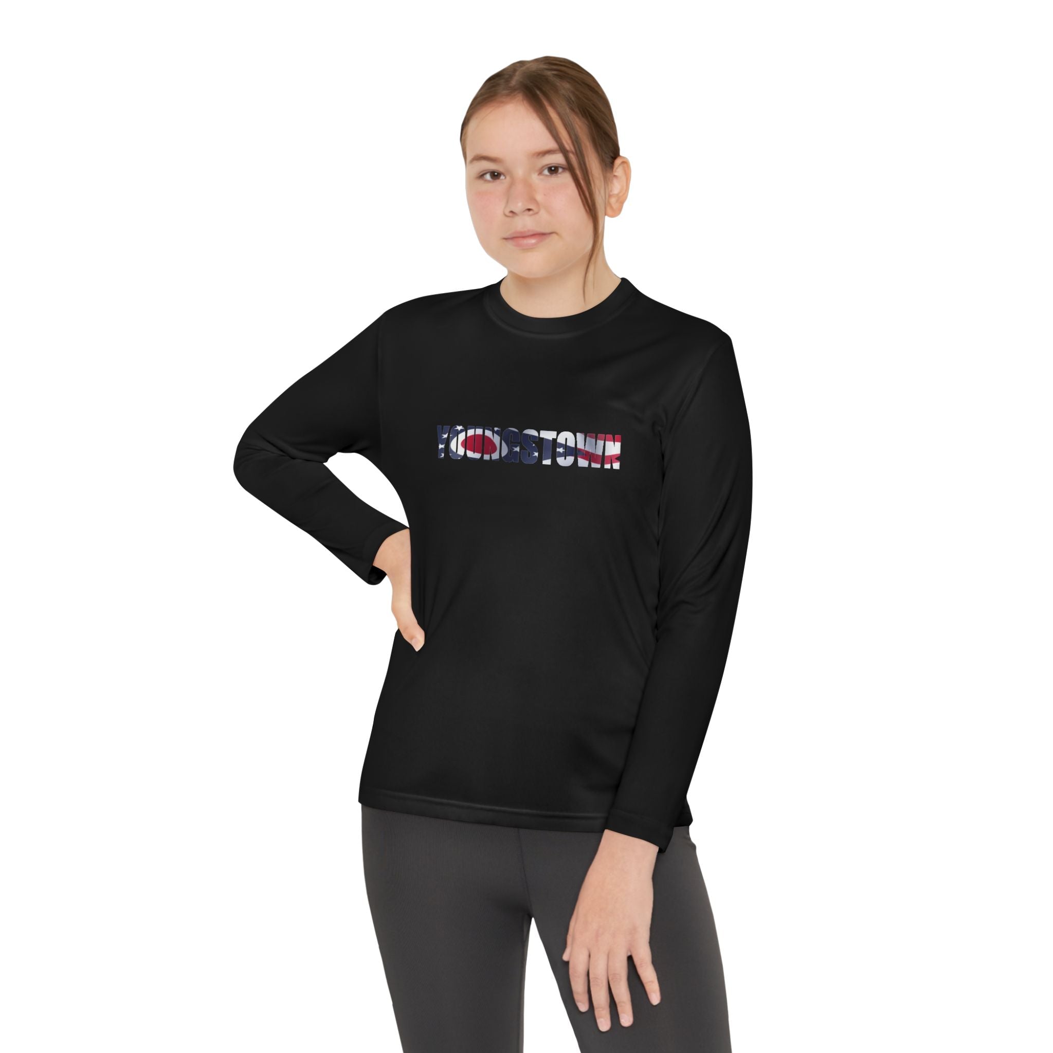 Ohio Flag Youth Long Sleeve Tee — Youngstown Text Graphic - 314 Originals