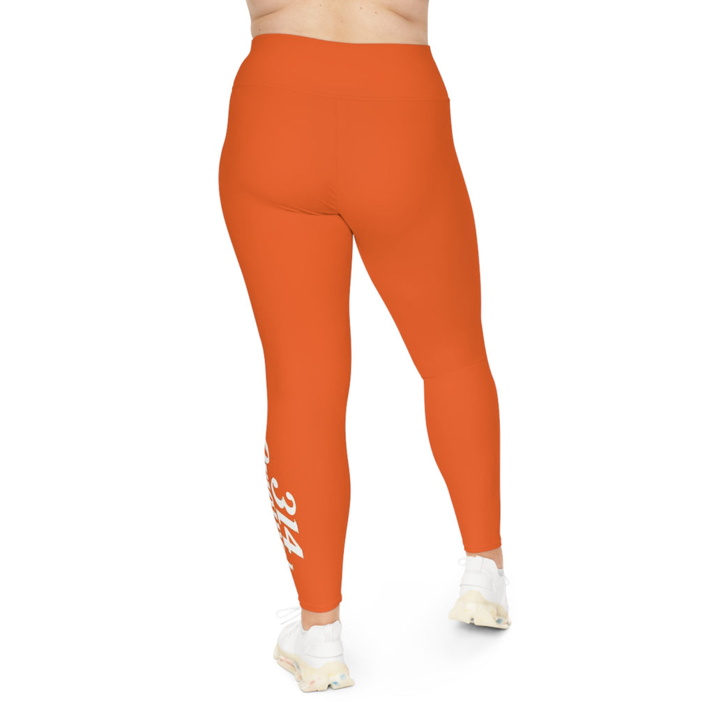 Orange Plus Size Leggings — Subtle Side Script Graphic, Comfortable Everyday Activewear - 314 Originals