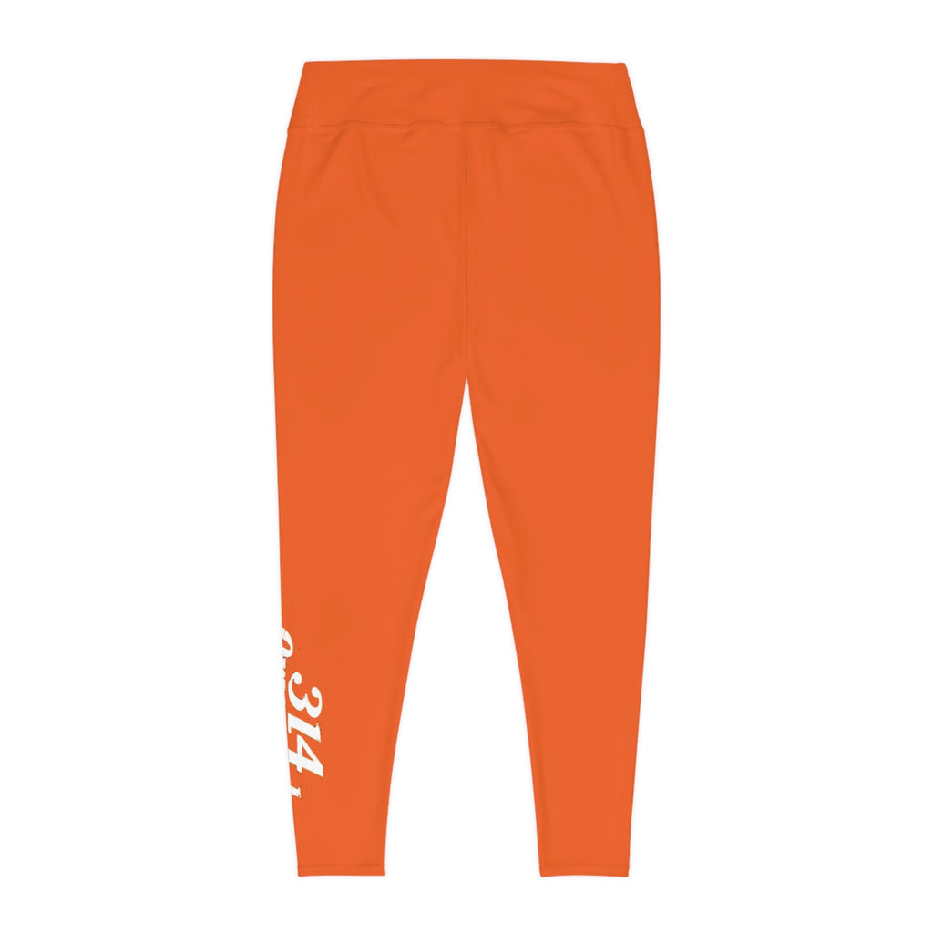 Orange Plus Size Leggings — Subtle Side Script Graphic, Comfortable Everyday Activewear - 314 Originals