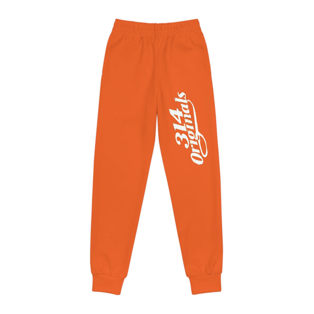 Orange Youth Joggers with 314 Originals Side Graphic — Kids Athletic Sweatpants - 314 Originals