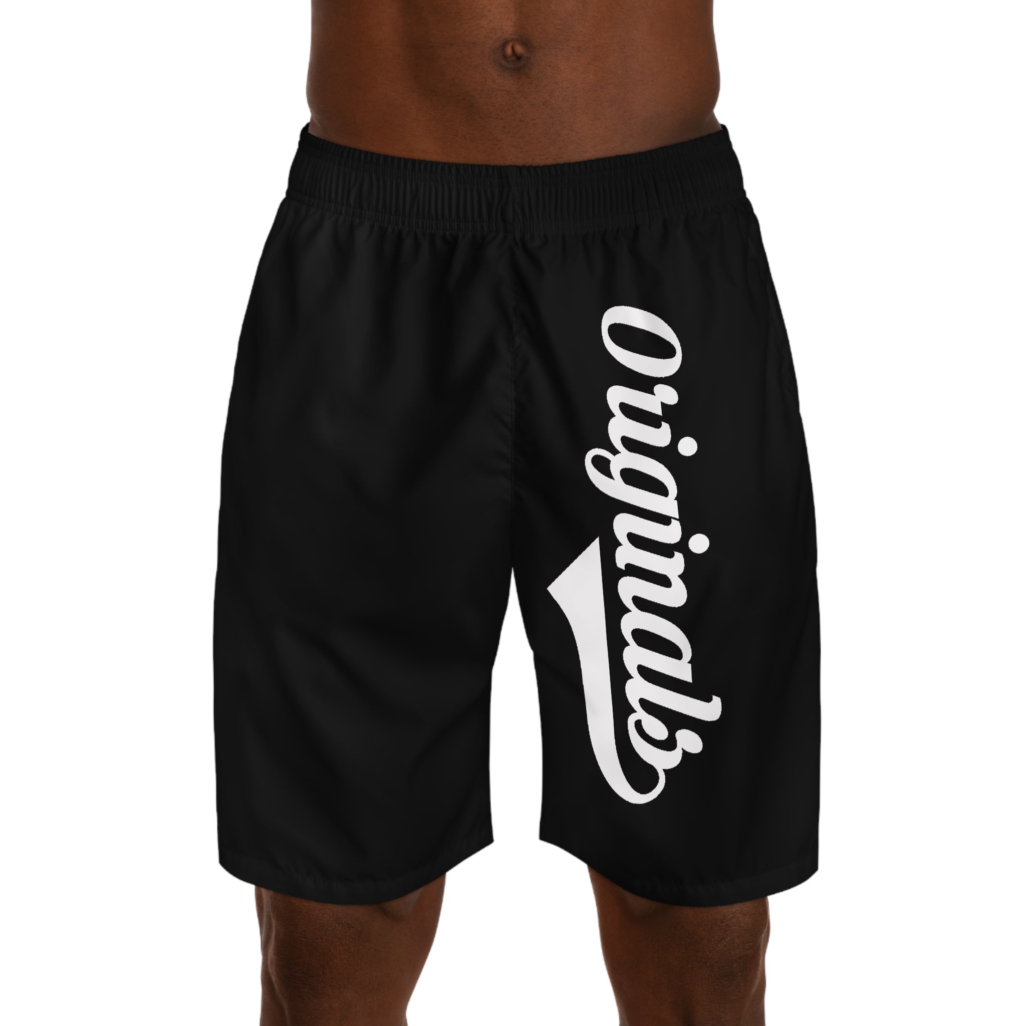 Originals Vertical Script Men's Jogger Shorts — Black Athletic Casual Summer Shorts - 314 Originals