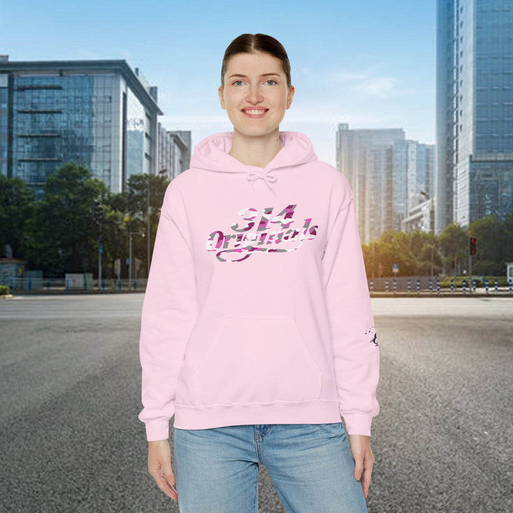 Pink Camo '314' Script Hoodie — City Pride Casual Pullover - 314 Originals