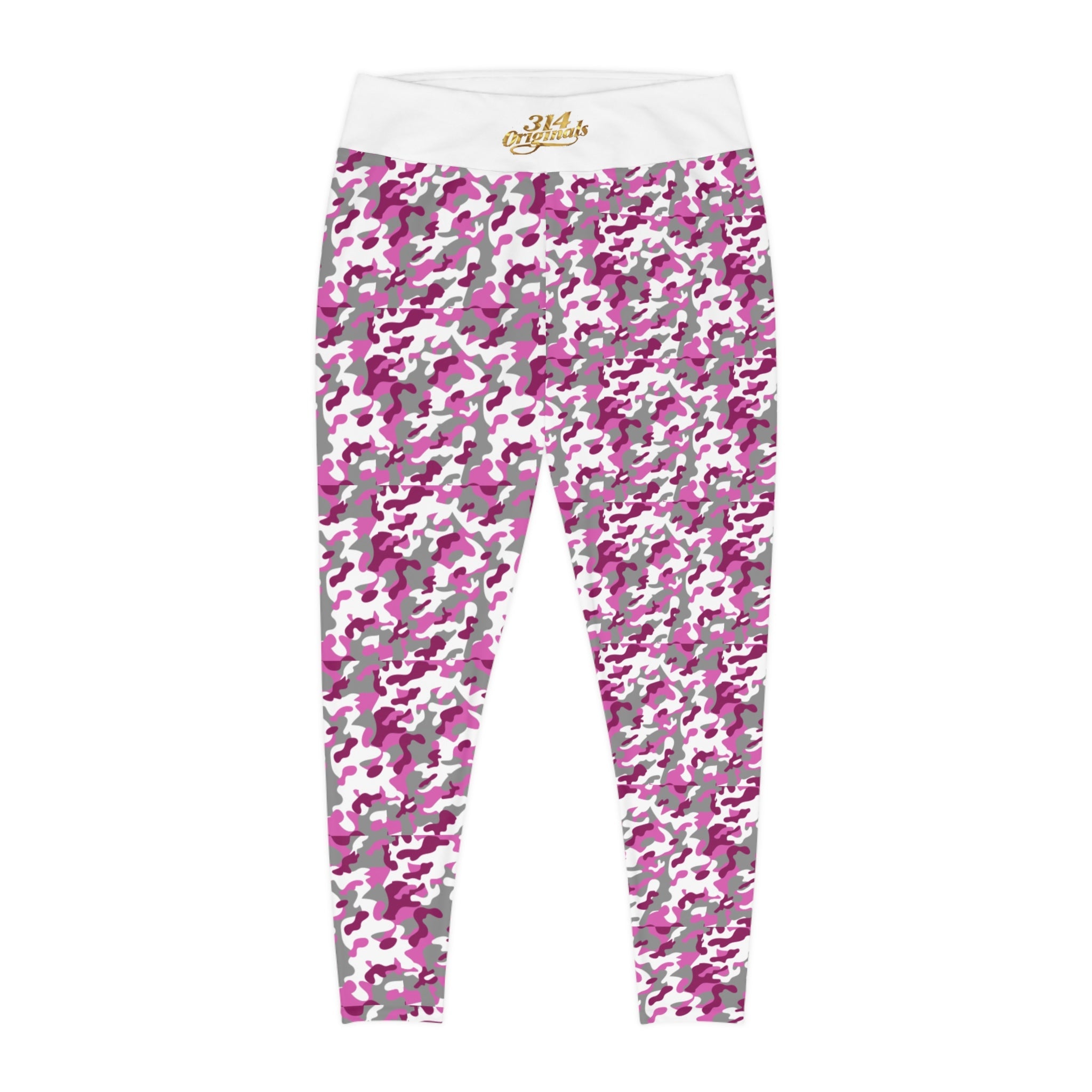 Pink Camo Plus Size Leggings — Subtle Side Script Graphic, Comfortable Everyday Activewear - 314 Originals