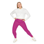 Pink Plus Size Leggings — Subtle Side Script Graphic, Comfortable Everyday Activewear - 314 Originals
