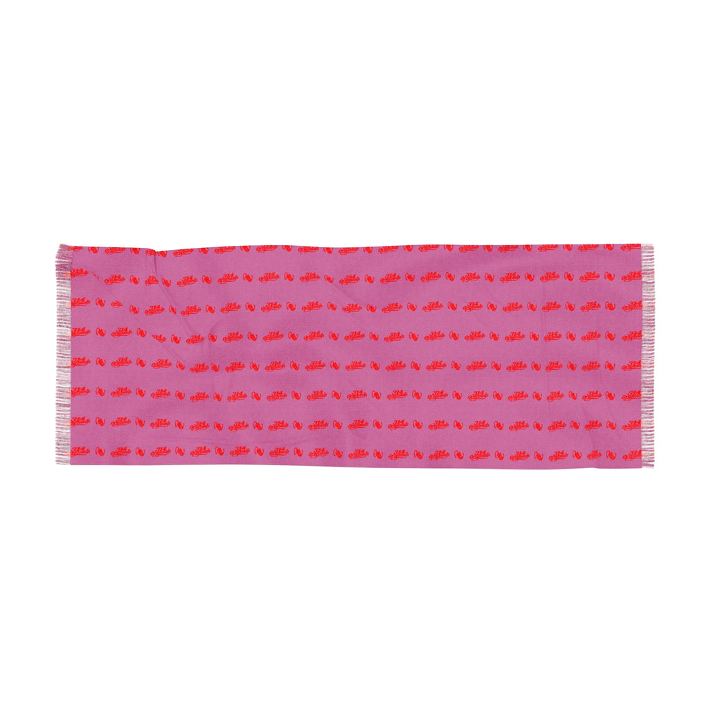 Pink Red Patterned Light Scarf — Lightweight Fringe Fashion Scarf - 314 Originals