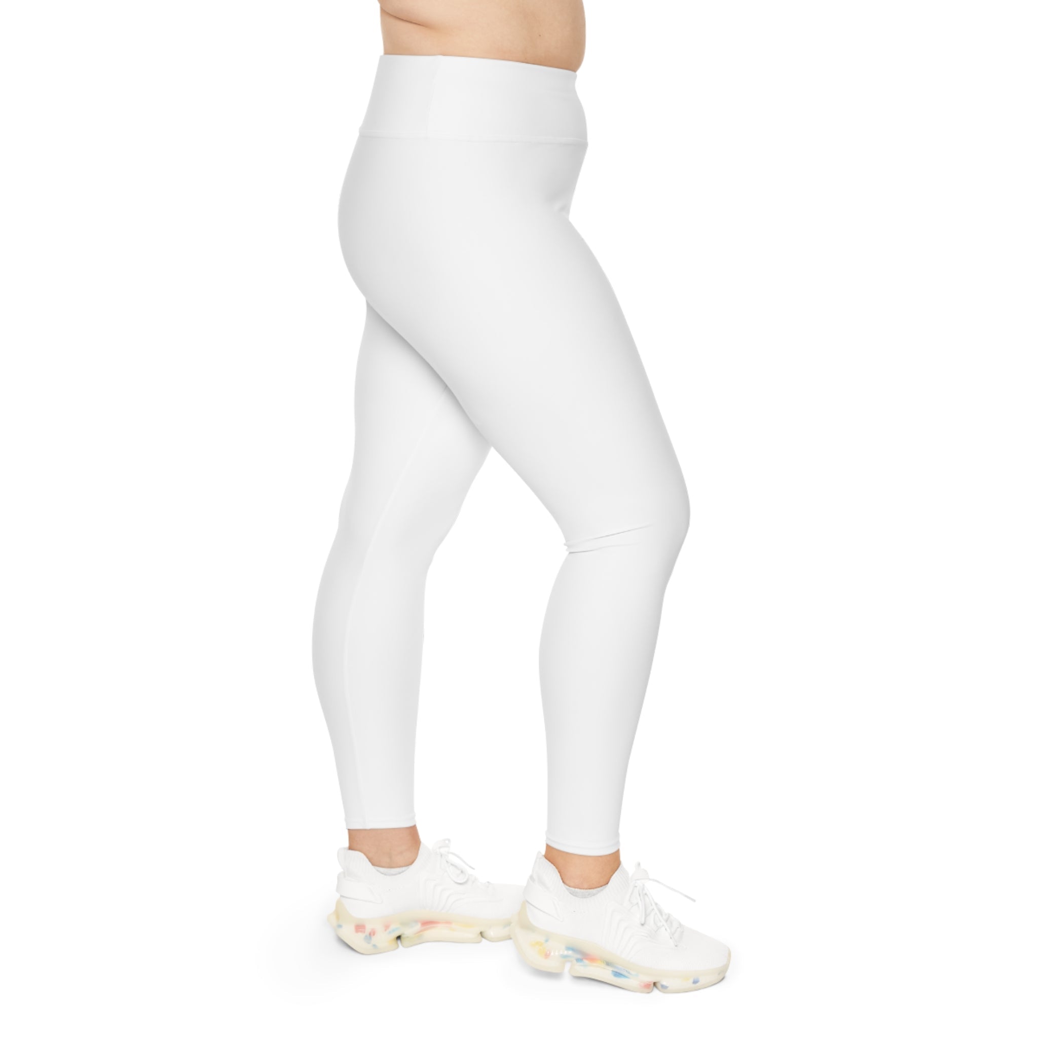 Plus Size Leggings — White High-Waist Leggings with Blue Script '314 Originals' Side Print - 314 Originals