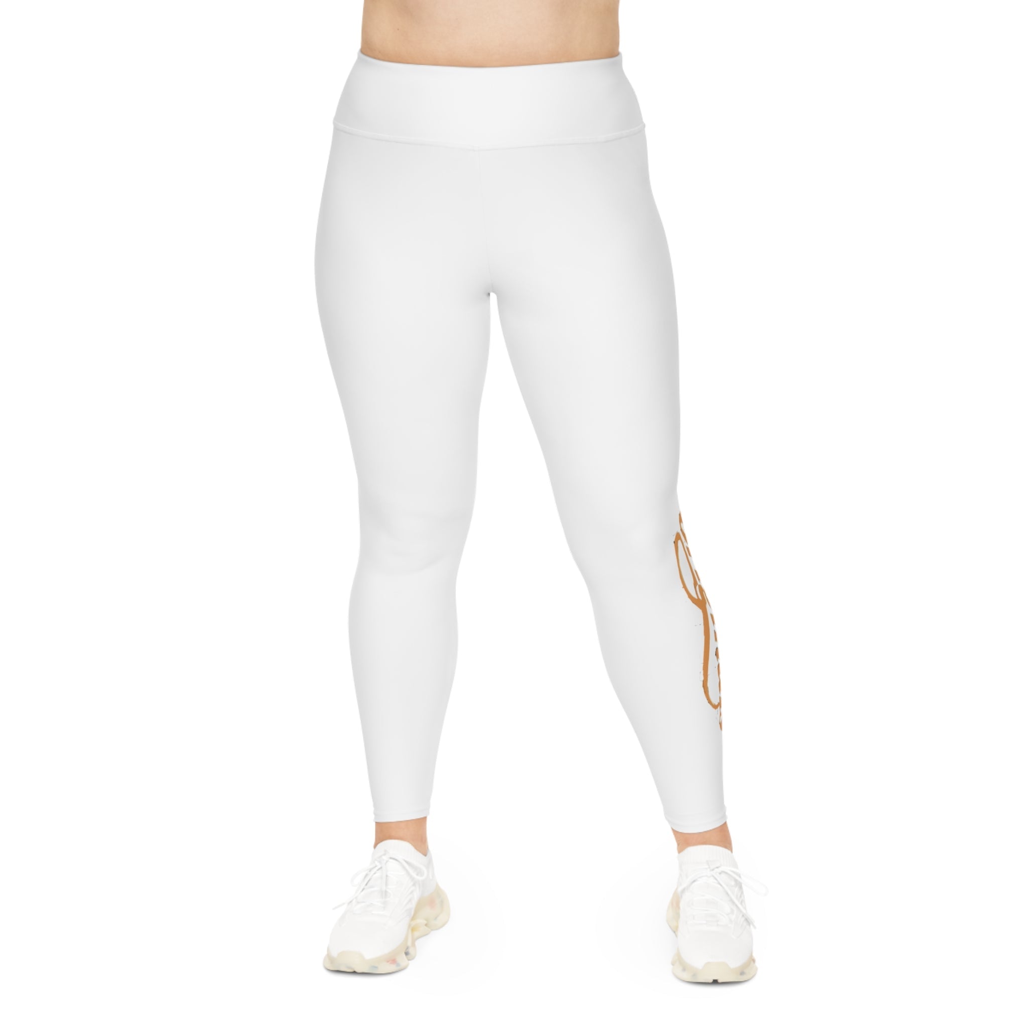 Plus Size Leggings — White High-Waist Leggings with Gold Script '314 Originals' Side Print - 314 Originals