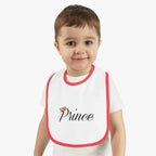 Prince Baby Bib — White Contrast Trim Jersey Bib with Crown Script - 314 Originals
