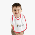 Prince Baby Bib — White Contrast Trim Jersey Bib with Crown Script - 314 Originals