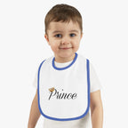 Prince Baby Bib — White Contrast Trim Jersey Bib with Crown Script - 314 Originals