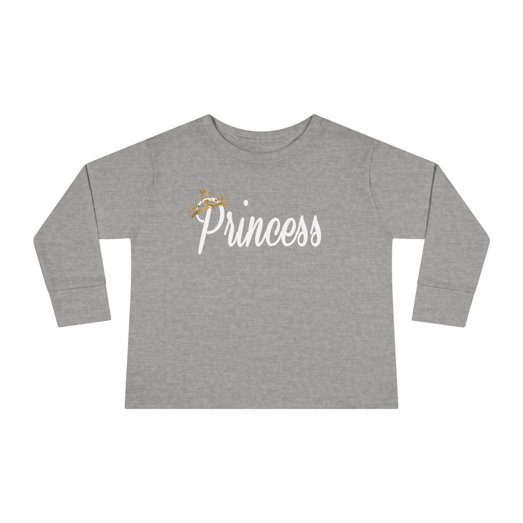 "Princess" Script Top with Gold Crown-Toddler Long Sleeve Tee - 314 Originals