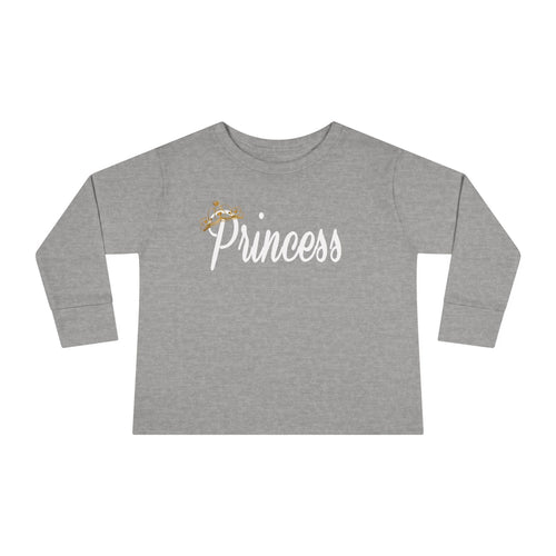 "Princess" Script Top with Gold Crown-Toddler Long Sleeve Tee - 314 Originals