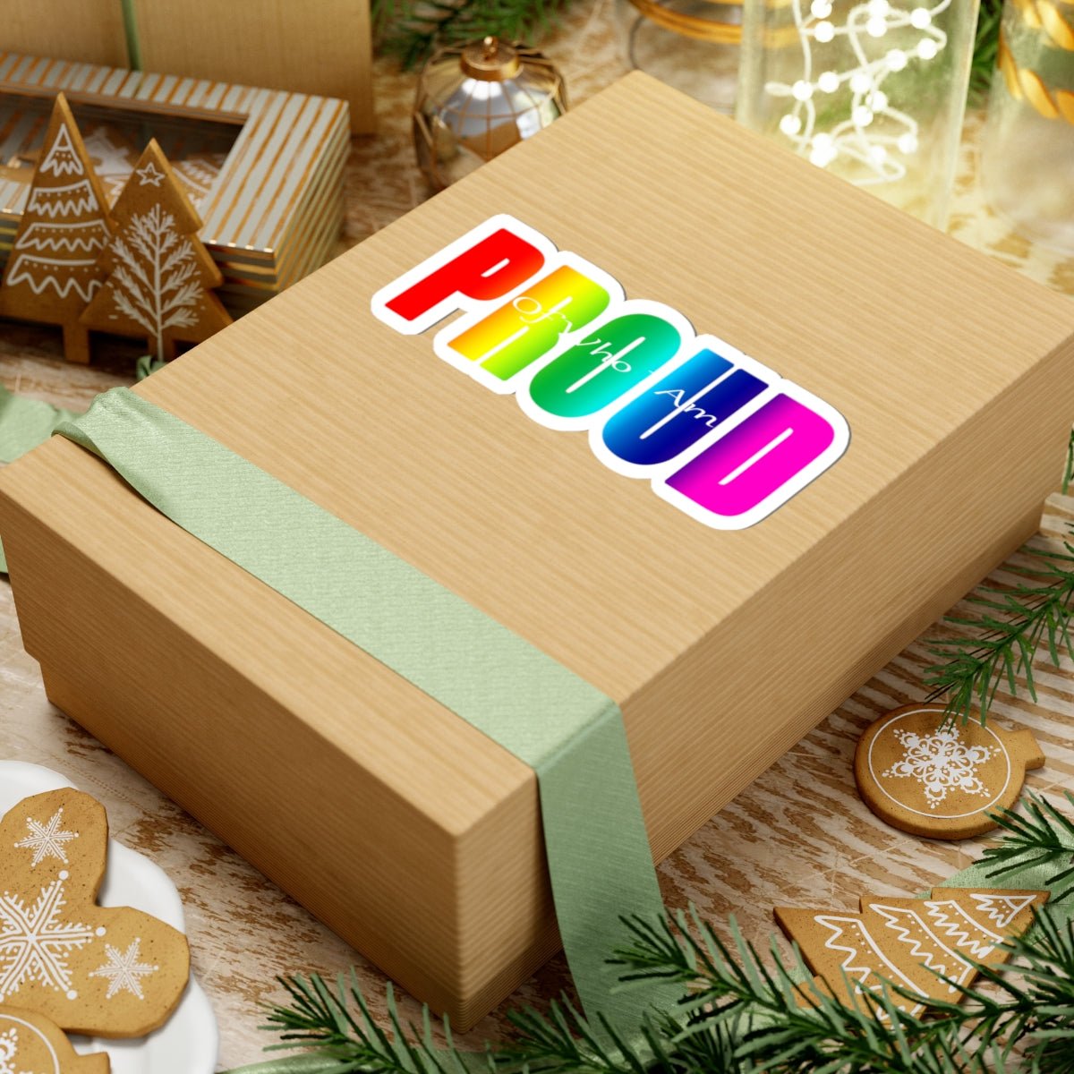 Proud Rainbow Kiss-Cut Sticker — "Proud of Who I Am" LGBTQ+ Pride Decal - 314 Originals
