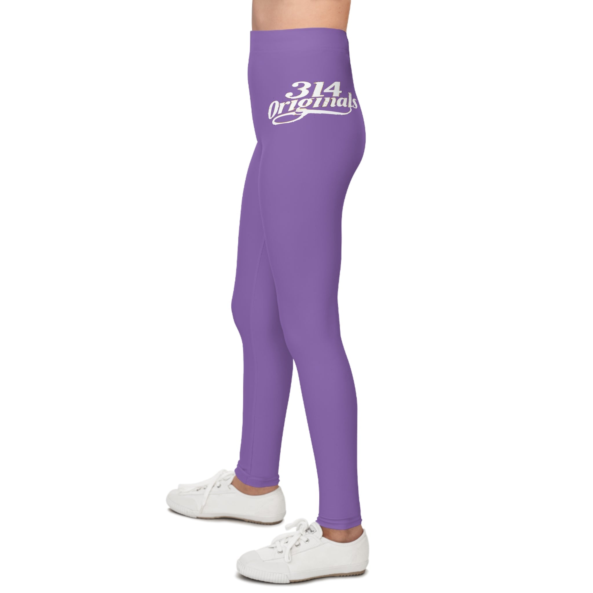 Purple 314 Script Kids' Printed Leggings - 314 Originals